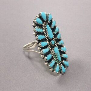 Turquoise Zuni Petit Point Ring Size 8.5 Signed MB
